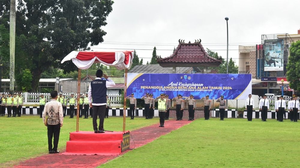 Antisipasi Dampak Peralihan Musim, Pemkab OKI Lakukan Apel Gelar Pasukan dan Peralatan 