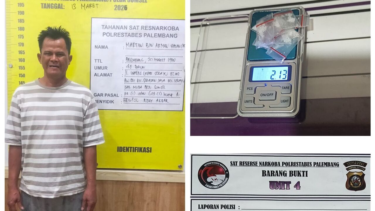 Kabur Saat Digerebek, Pengedar Sabu di Palembang Sembunyikan Barang Bukti di Atap Seng