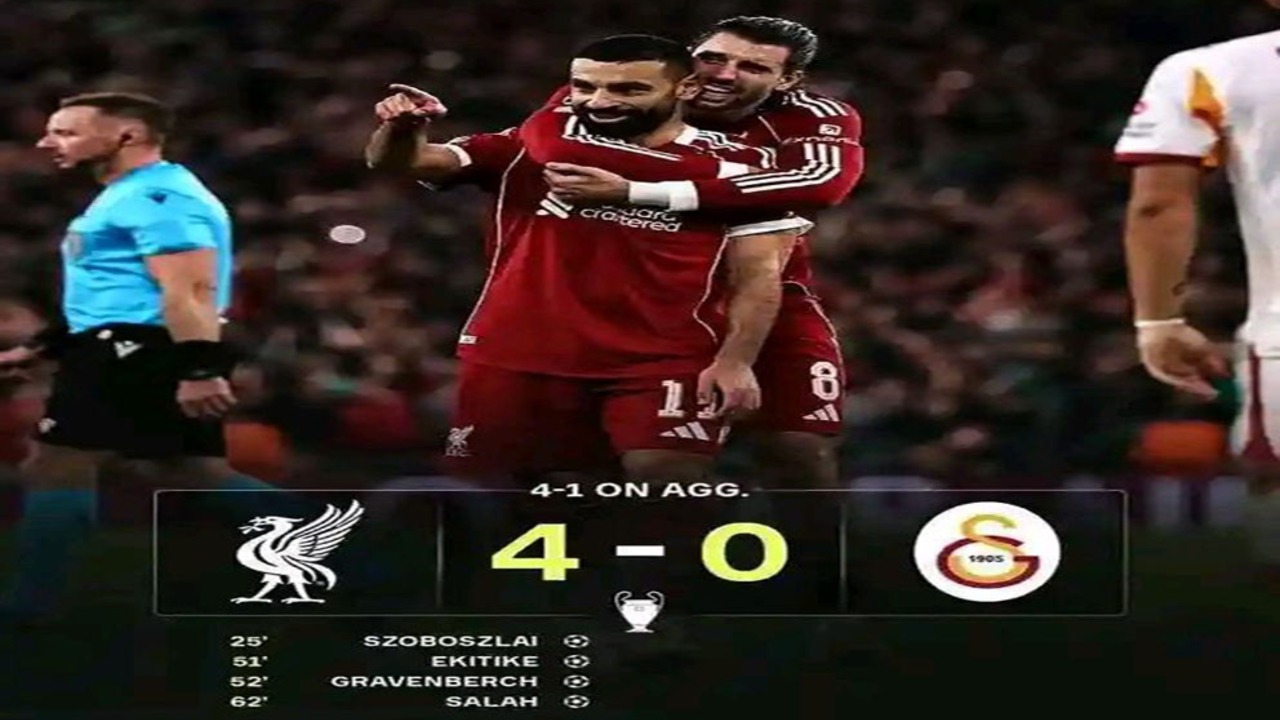 Hasil Liga Champions: Liverpool Hancurkan Galatasaray 4-0, Kembali ke 8 Besar.