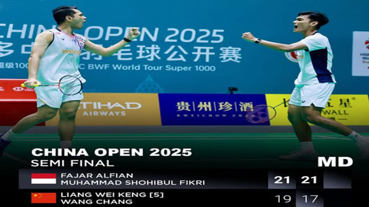 Fajar/Fikri Tembus Final China Open 2025 Usai Kalahkan Ganda Tuan Rumah, Tantang Wakil Malaysia
