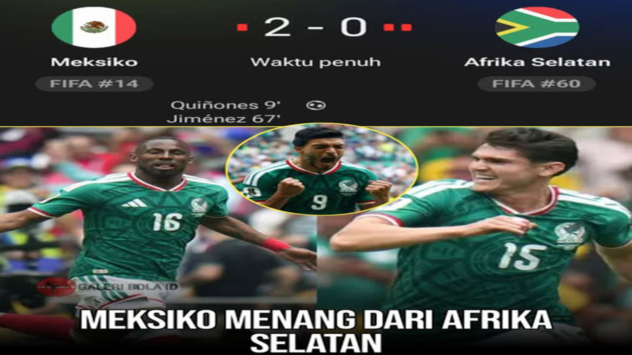 Hasil Piala Dunia 2026: Meksiko Tundukkan Afrika Selatan 2-0.