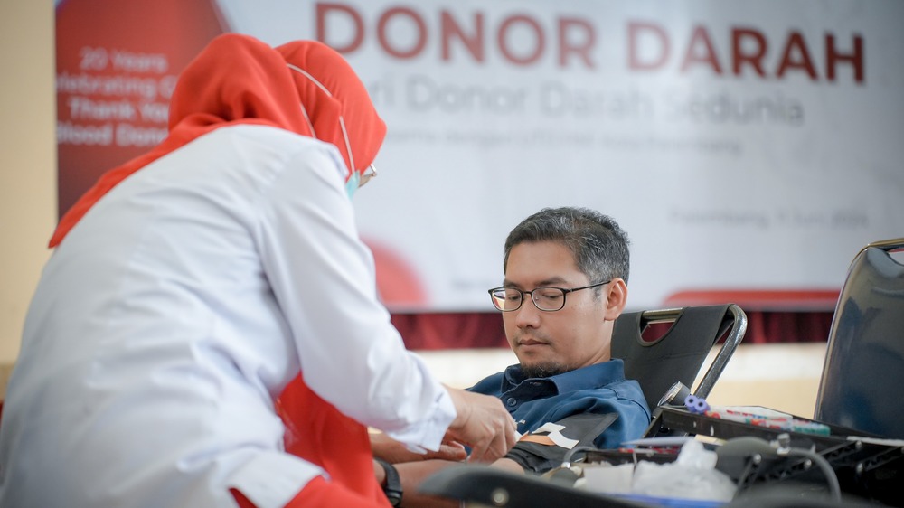 Momen Hari Donor Darah Sedunia,  Pusri Gelar Bakti Sosial Donor Darah 