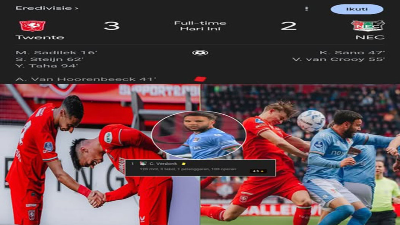 Hasil Twente vs NEC: Verdonk Gagal ke Eropa, Siap Gabung Timnas Indonesia Usai Laga Dramatis