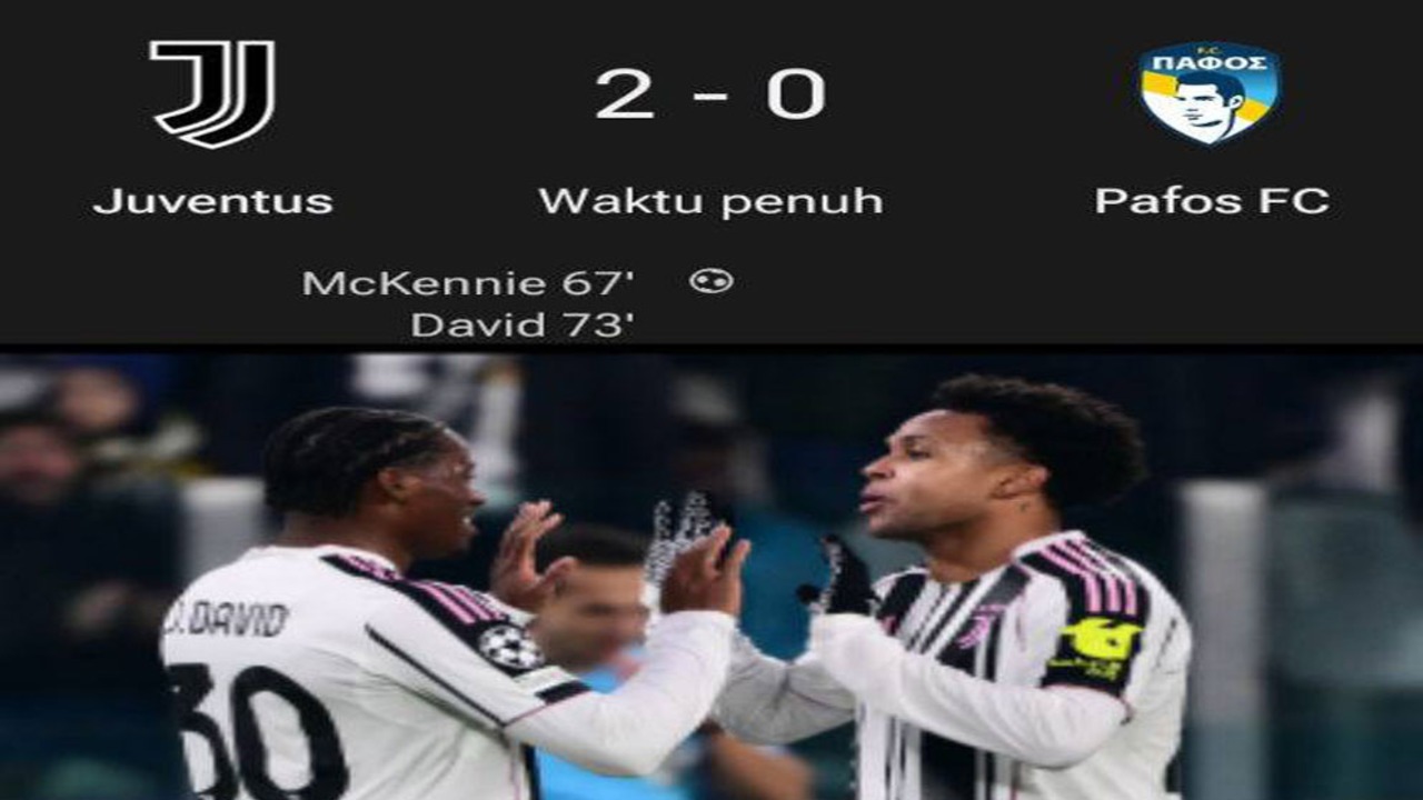 Hasil Liga Champions Eropa: Juventus Bungkam Pafos 2-0! McKennie-David Jadi Penentu.