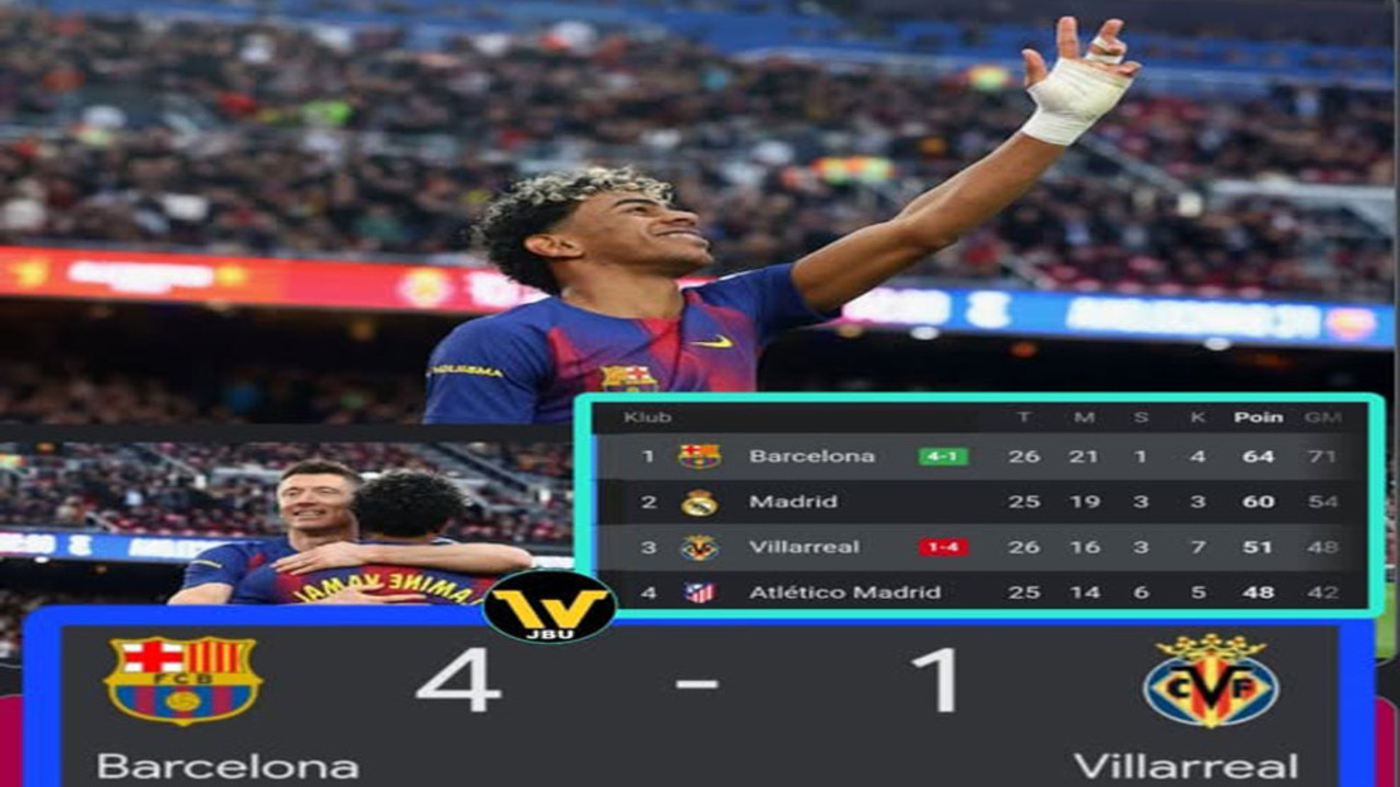 Hasil Barca vs Villarreal 4-1: Hattrick Perdana Yamal, Lewandowski Tutup Pesta.