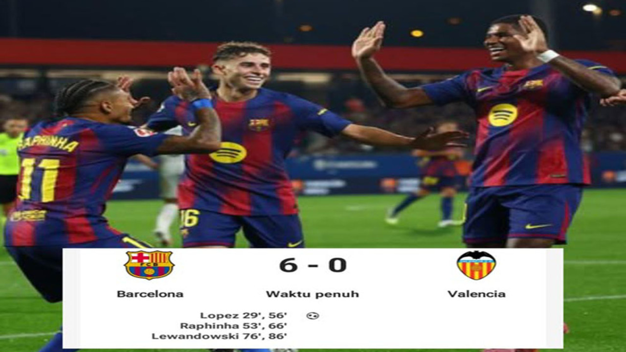 Barcelona Pesta Gol 6-0 Atas Valencia