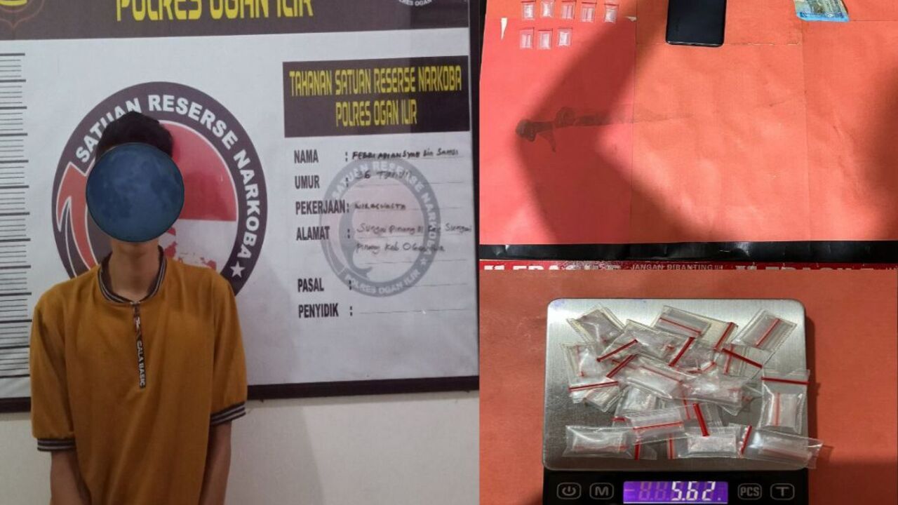 Polda Sumsel Ringkus Pengedar Sabu di Ogan Ilir, 17 Paket Siap Edar Disita
