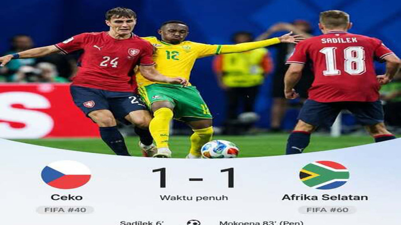 Hasil Piala Dunia 2026: Republik Ceko Gagal Menang, Afrika Selatan Paksa Imbang 1-1.