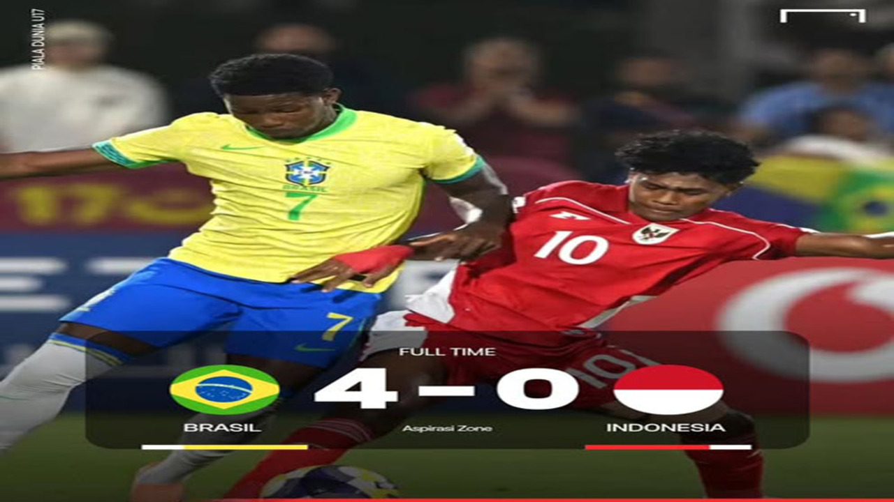 Hasil Piala Dunia U-17: Timnas Indonesia Kalah 0-4 dari Timnas Brasil