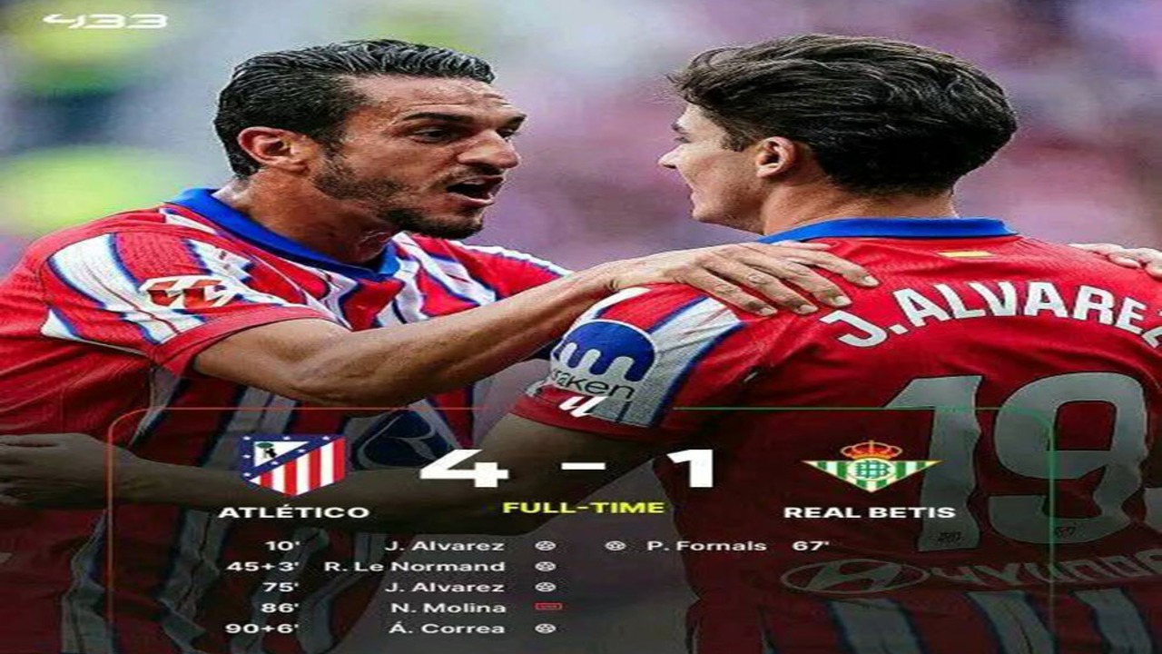 Julian Alvarez Bersinar, Atletico Madrid Libas Real Betis 4-1