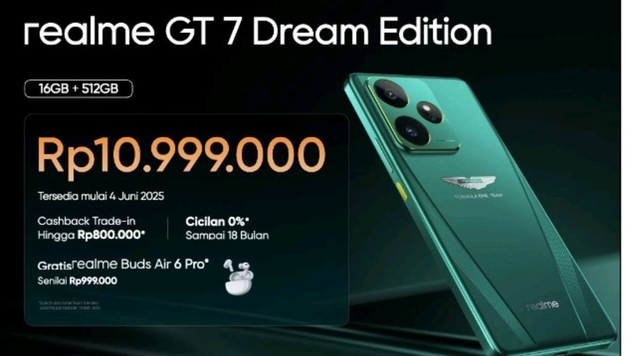 realme GT 7 Dream Edition Resmi Hadir di Indonesia, Kolaborasi Eksklusif dengan Aston Martin F1 dan Hadiah Hel