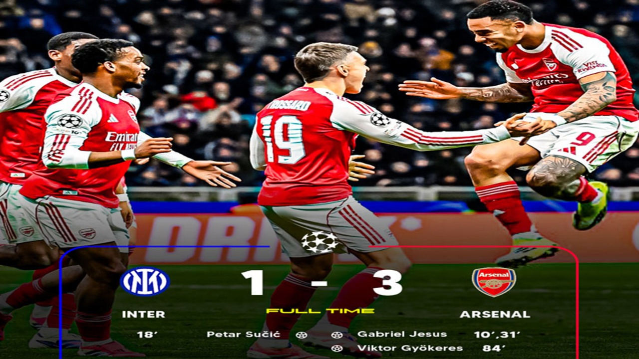 Hasil Inter Milan Vs Arsenal 1-3: Arsenal Tundukkan Inter 3-1, Rekor Sempurna.