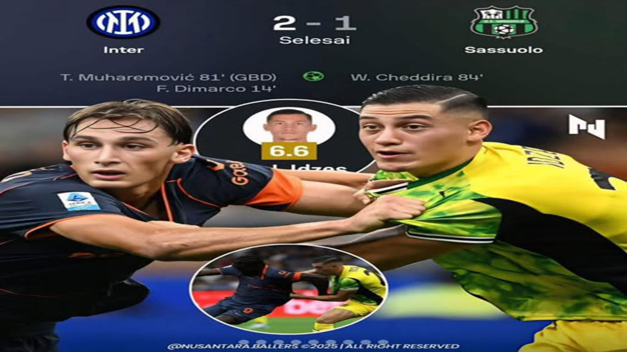 Inter Milan Tekuk Sassuolo 2-1, Jay Idzes Tampil Solid di San Siro