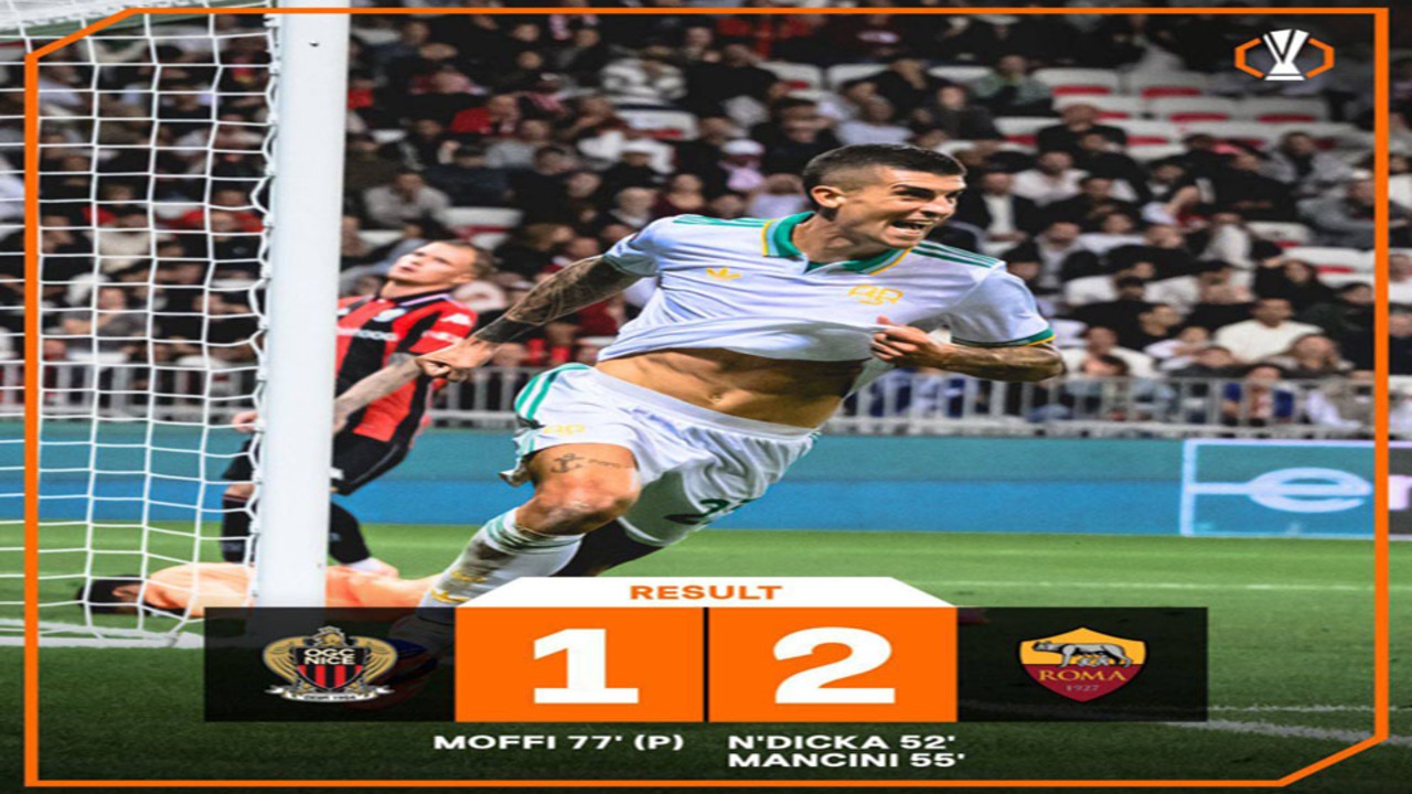 Hasil Liga Europa: AS Roma Menang Tipis 2-1 Atas Nice
