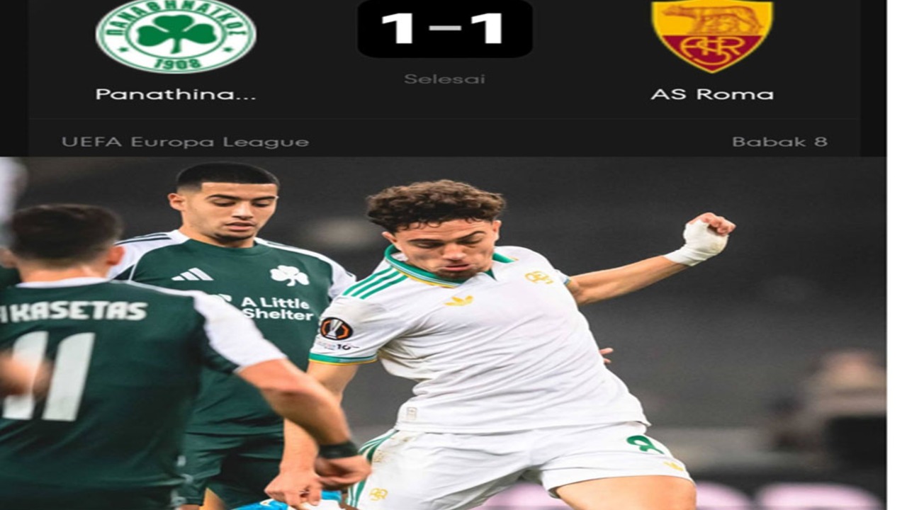 Hasil Liga Eropa: AS Roma Tahan Panathinaikos 1-1, Lolos 16 Besar.