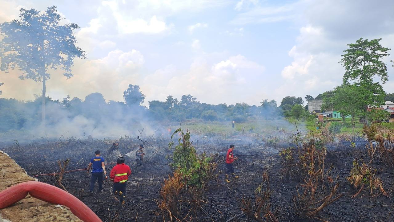 Sigap dan Tangguh, Tim Damkar Muba Jinakkan Karhutbunlah di Belakang Komplek Kejaksaan Sekayu
