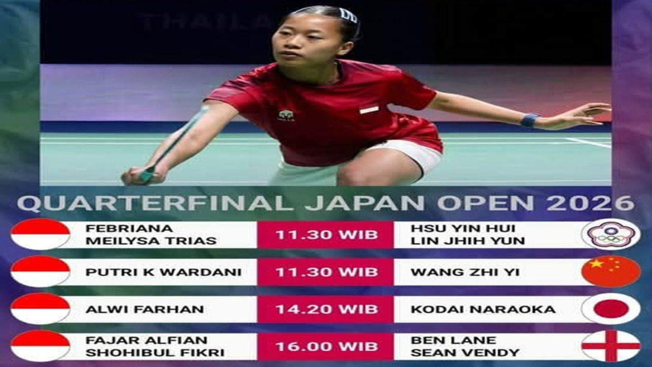 Jadwal Perempat Final Japan Open 2026.