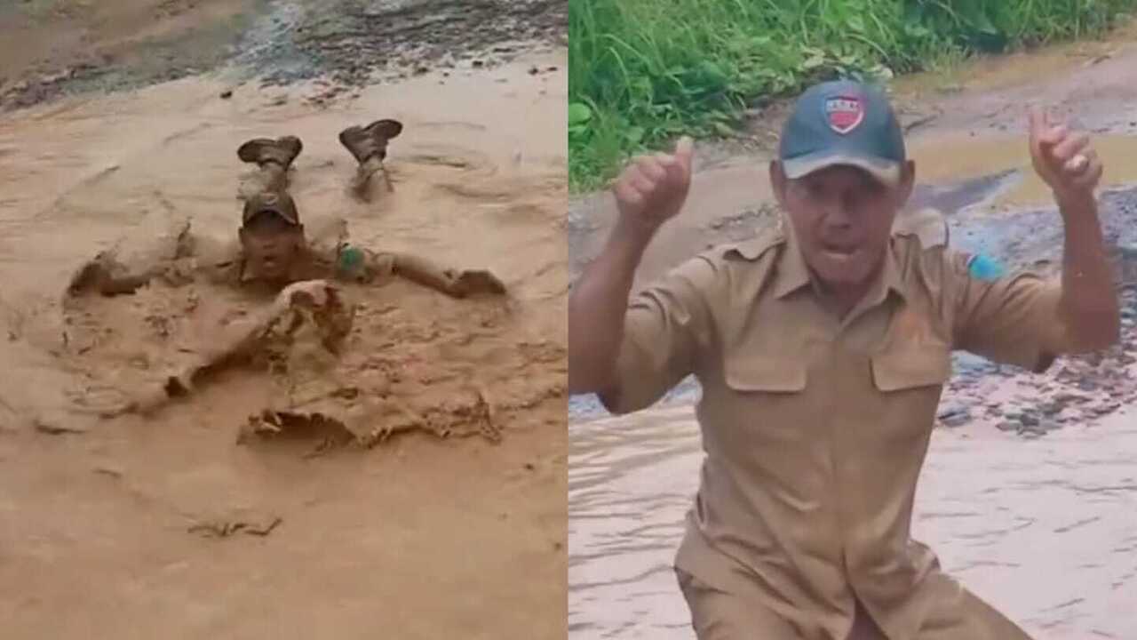 Aksi Mandi Lumpur Pria di Ogan Ilir Viral, Protes Jalan Rusak Tak Kunjung Diperbaiki