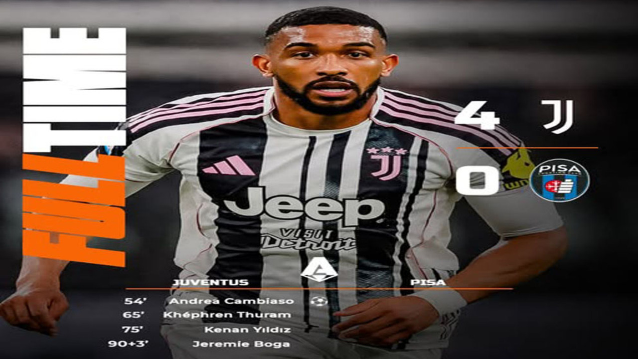 Hasil Liga Serie A: Juventus Gilas Pisa 4-0, Akhiri Puasa Kemenangan di Serie A.
