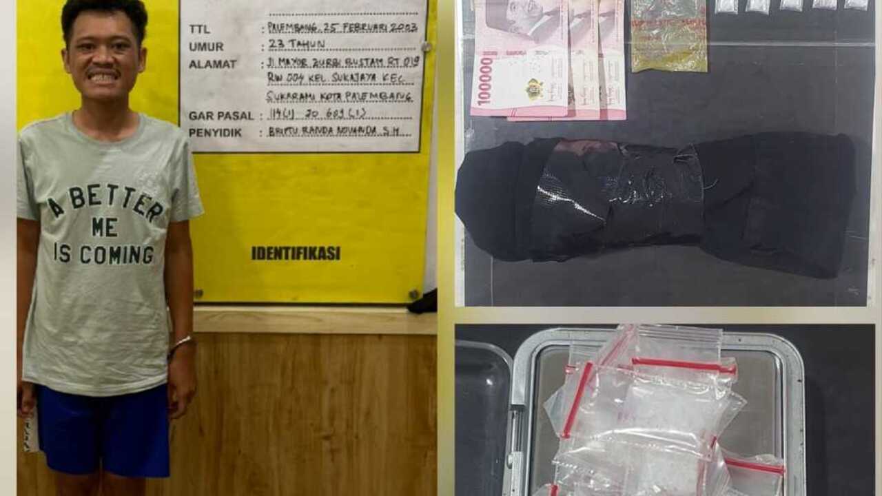 Sabu 10 Paket Ditemukan di Saku Celana, Pengedar di Sukarami Palembang Dibekuk Unit 8