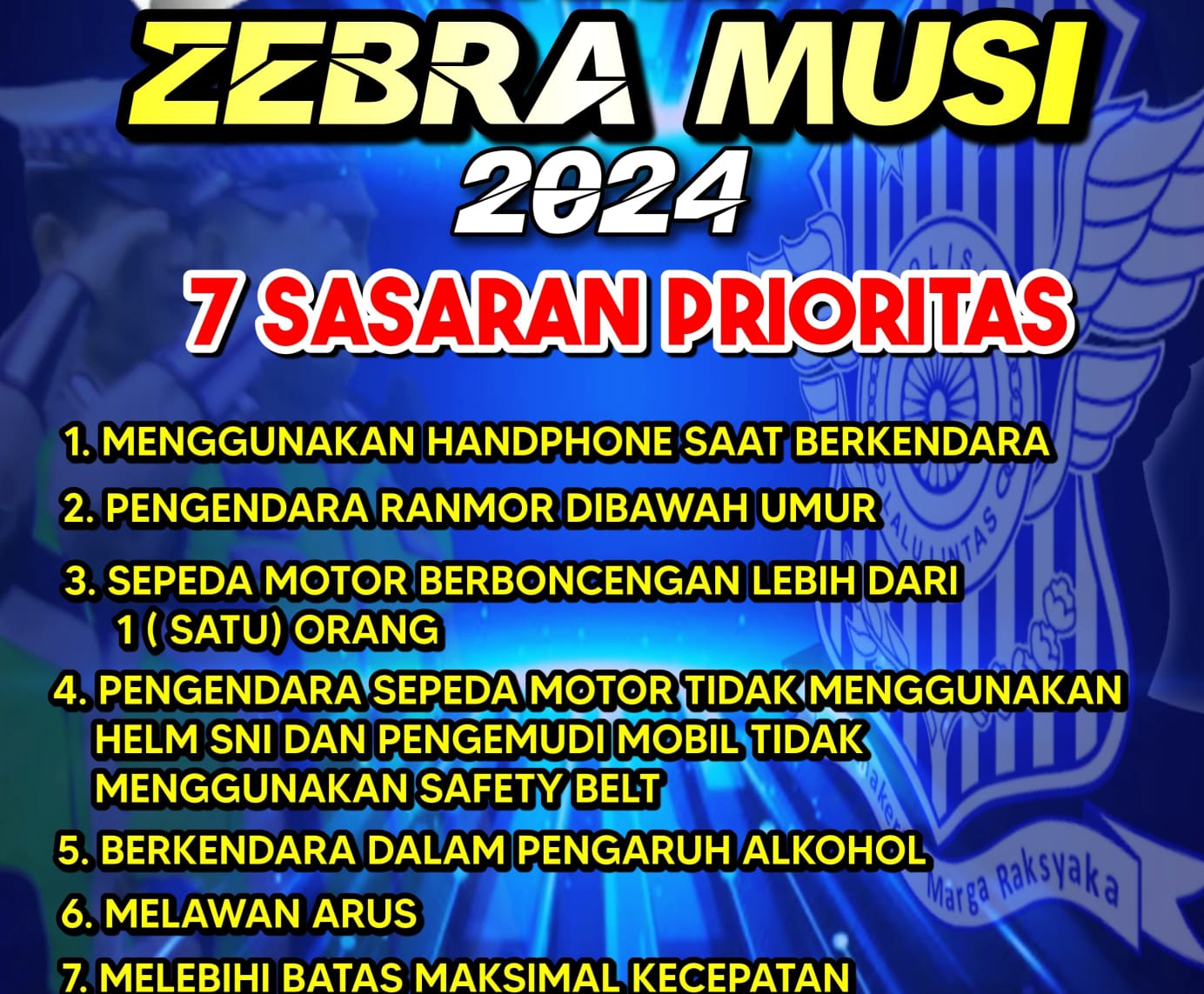 Perhatikan ! Ini 7 Prioritas Operasi Zebra 2024