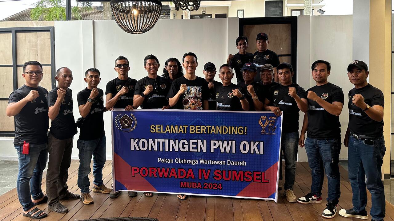 Peduli Olahraga: Muchendi Beri Semangat Kontingen PWI OKI Melaju ke Porwada Sumsel 2024!