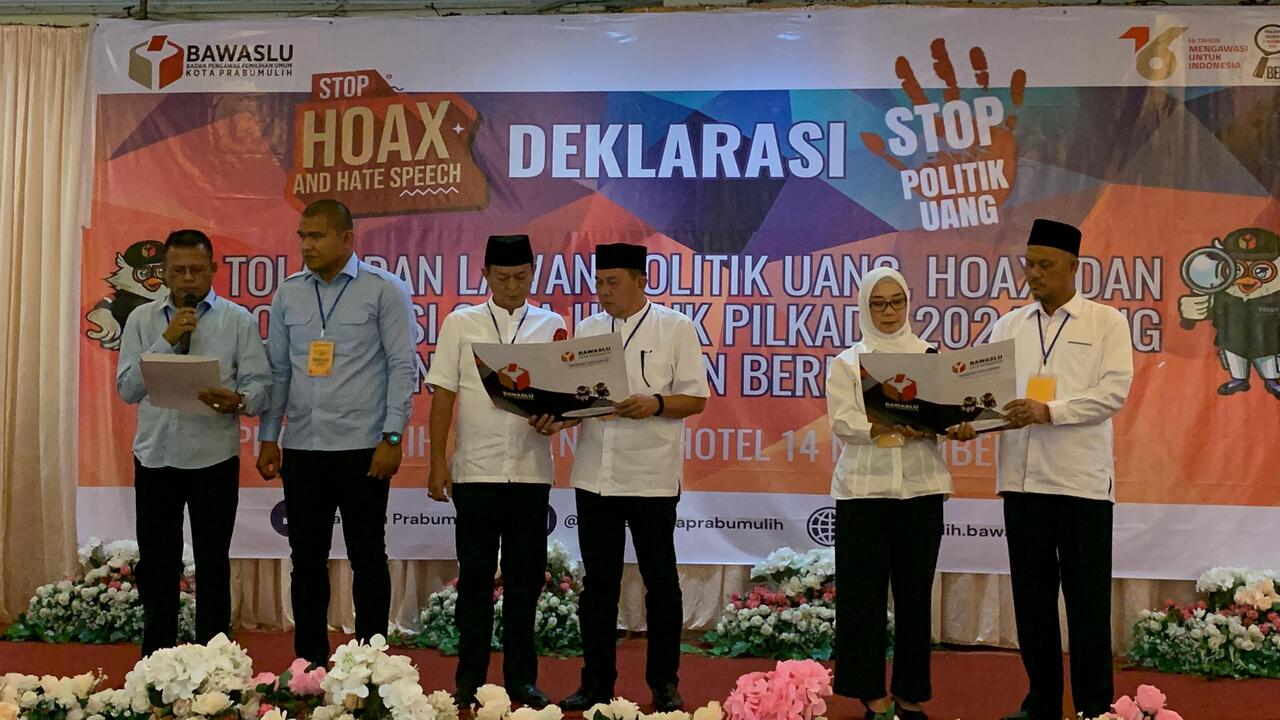 Deklarasi Bersama: Tiga Paslon Prabumulih Tolak Politik Uang dan Hoax untuk Pilkada 2024