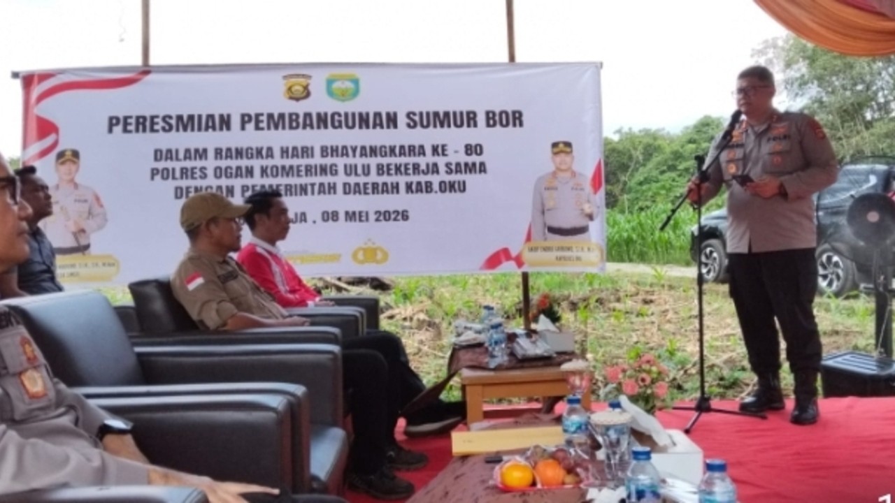 Polres OKU Bangun Sumur Bor Penuhi Kebutuhan Air Bersih Warga