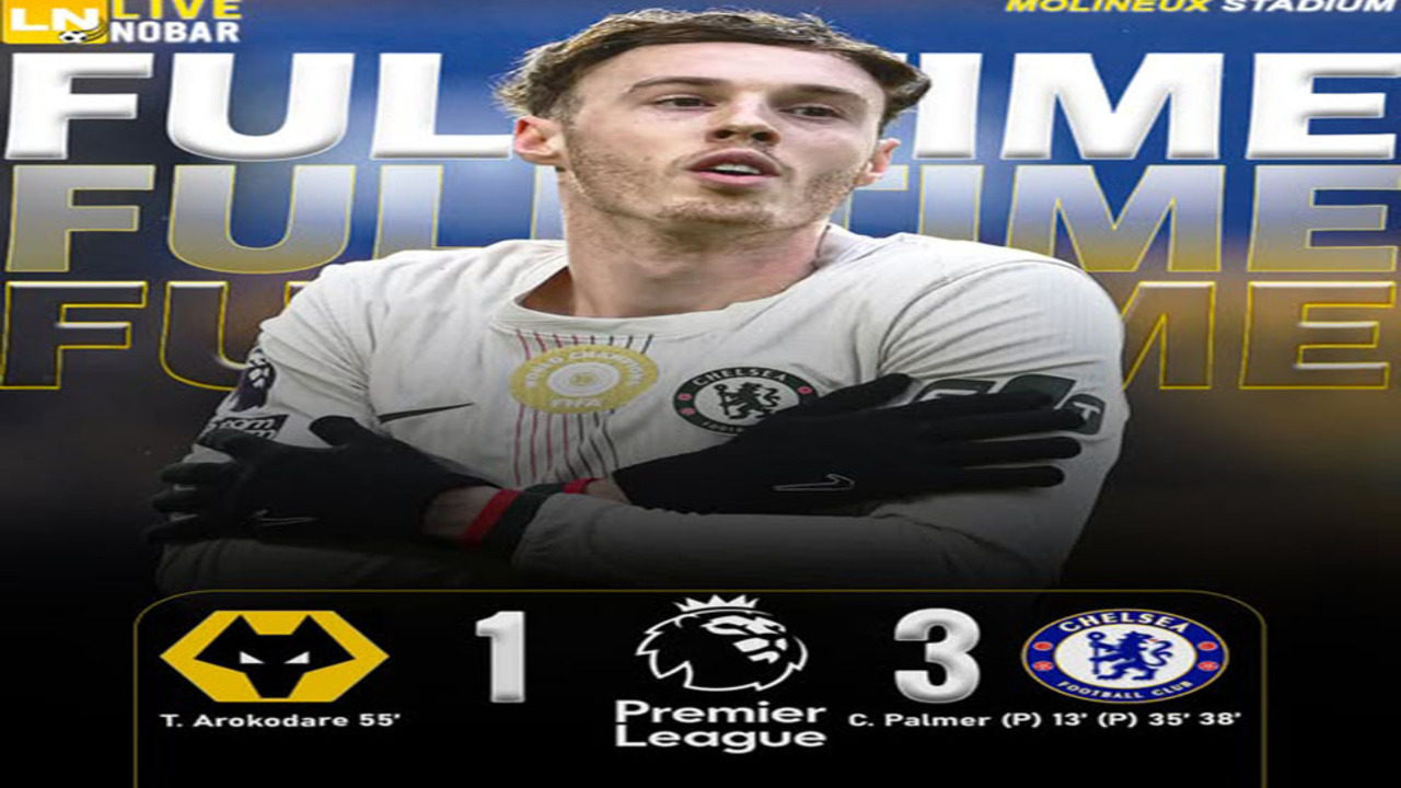 Hasil Wolves vs Chelsea 1-3: Trigol Cole Palmer Antar The Blues Naik ke Peringkat Lima.
