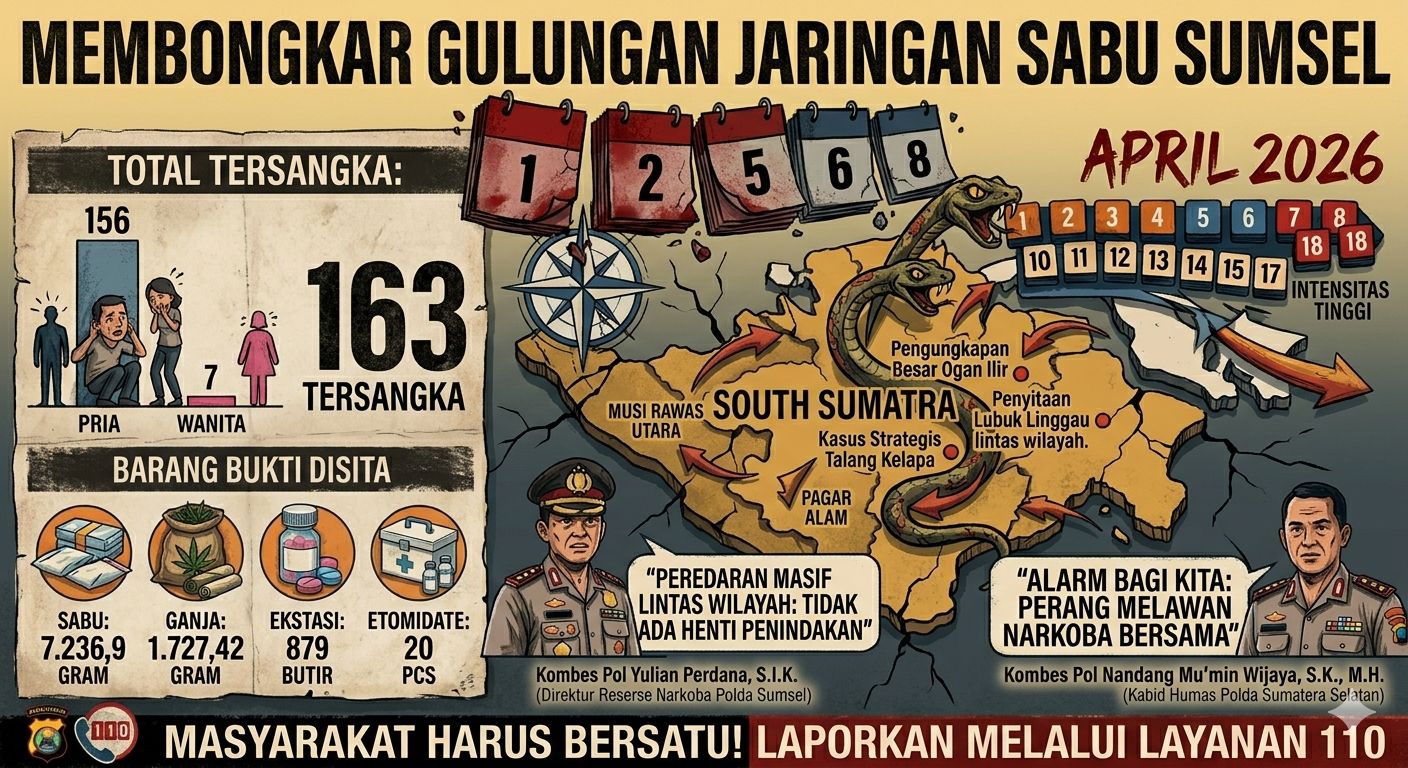 Luar Biasa ! 163 Tersangka Narkoba Diringkus dalam 18 Hari Operasi Masif