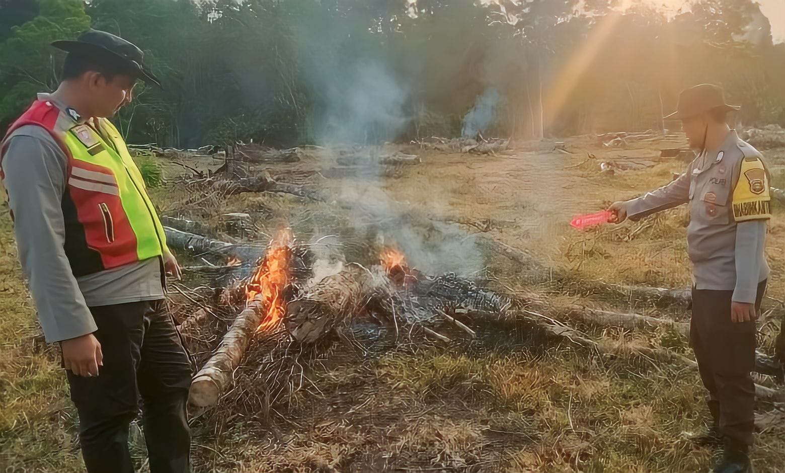 Polres OKU Selidiki Penyebab Karhutla di Semidang Aji