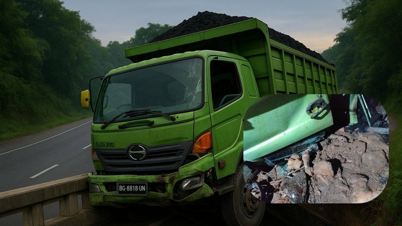 Sopir Truk Batubara Tewas Tergencet Usai Tabrak Jembatan di Turunan Banjar Sari