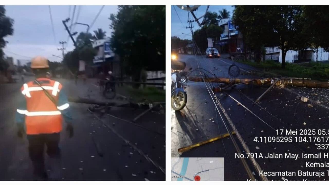 PLN ULP Baturaja Gerak Cepat Pulihkan Listrik Pasca Insiden Tiang Roboh di Baturaja Timur