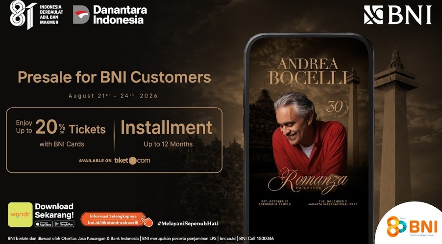 BNI Hadirkan Akses Eksklusif Menikmati Andrea Bocelli “Romanza” di Indonesia