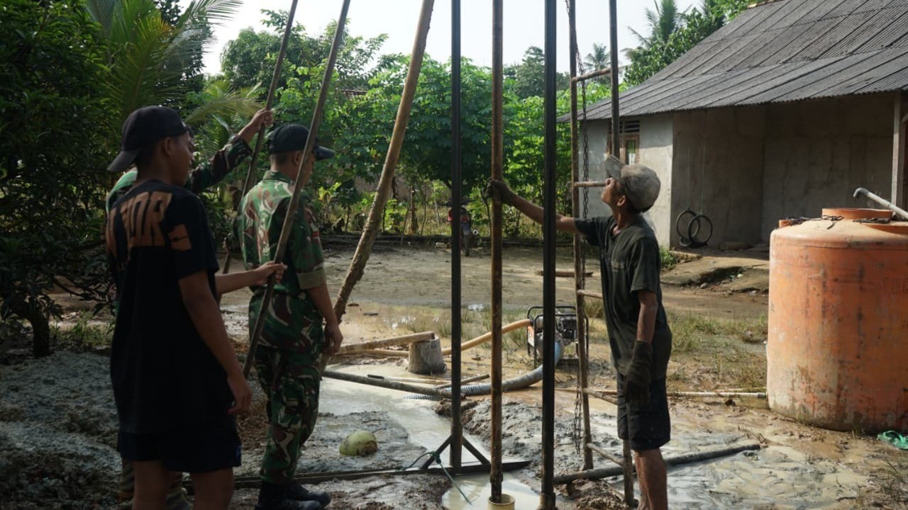 Satgas TMMD Kodim 0402/OKI Mulai Pengerjaan Sumur Bor ke-4