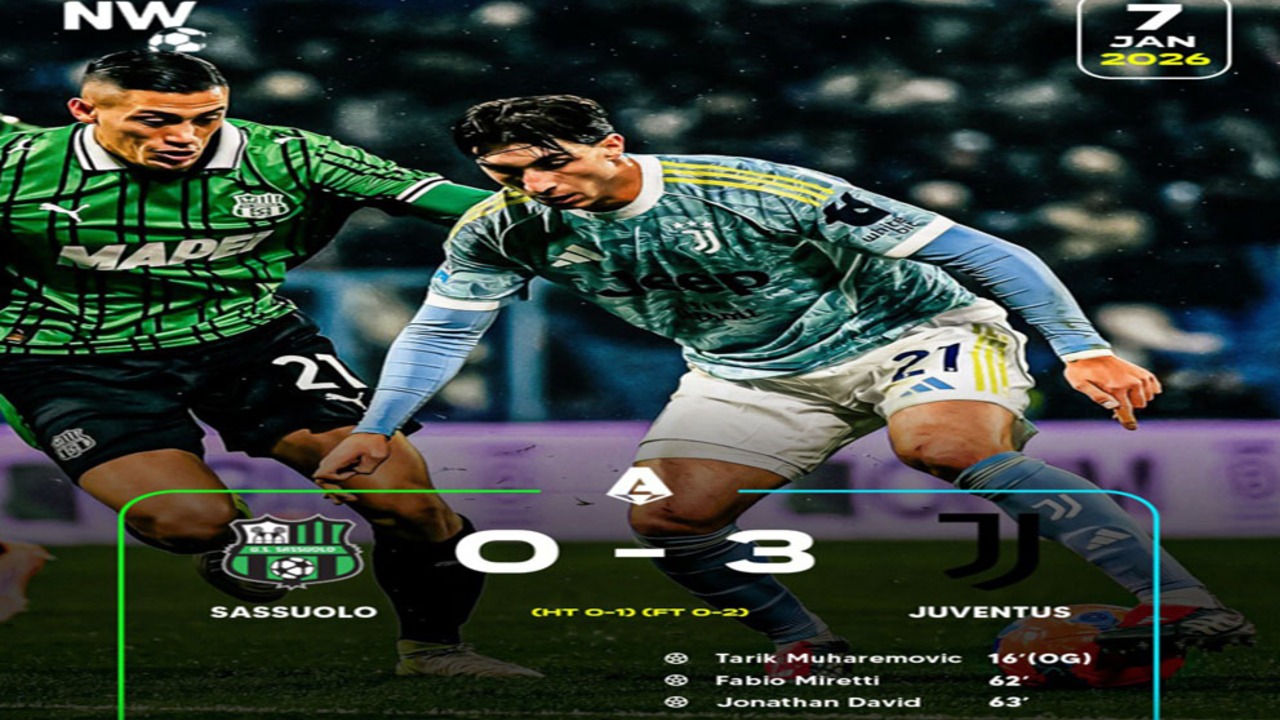 Hasil Sassuolo vs Juventus: Juventus Menang Telak 3-0.
