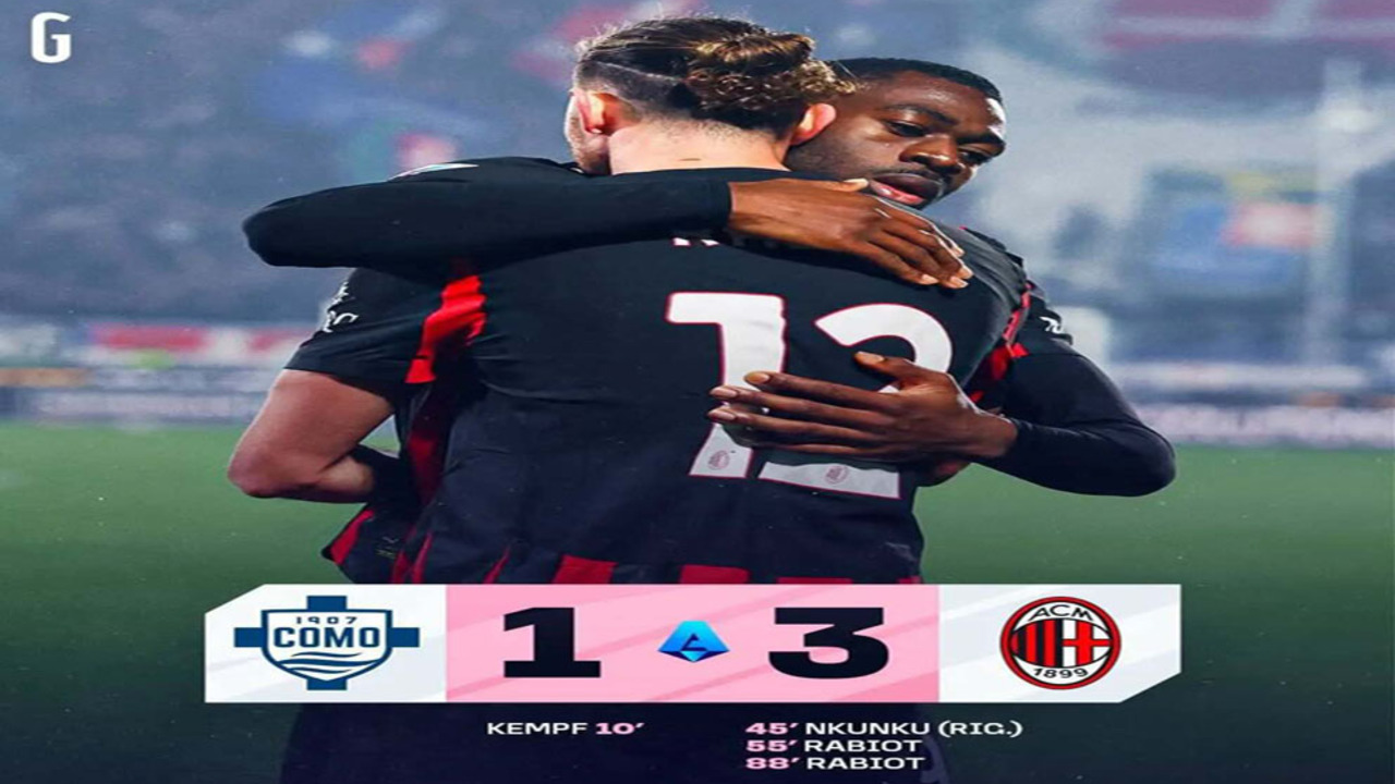 Hasil AC Milan vs Como: Tertinggal Lebih Dulu, AC Milan Hajar Como 3-1.