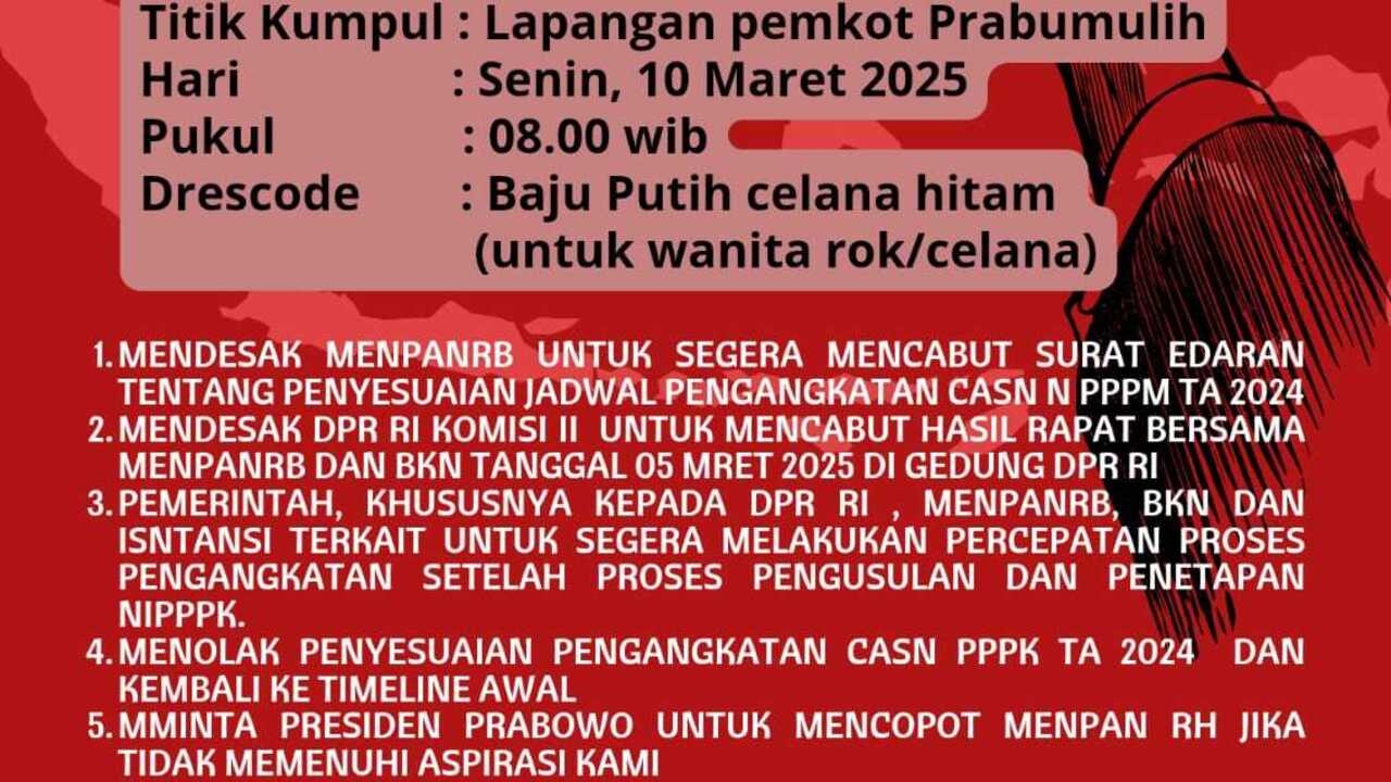 Pengangkatan PPPK Ditunda, CASN PPPK Seleksi 2024 Prabumulih Akan Melakukan Aksi Unjuk Rasa