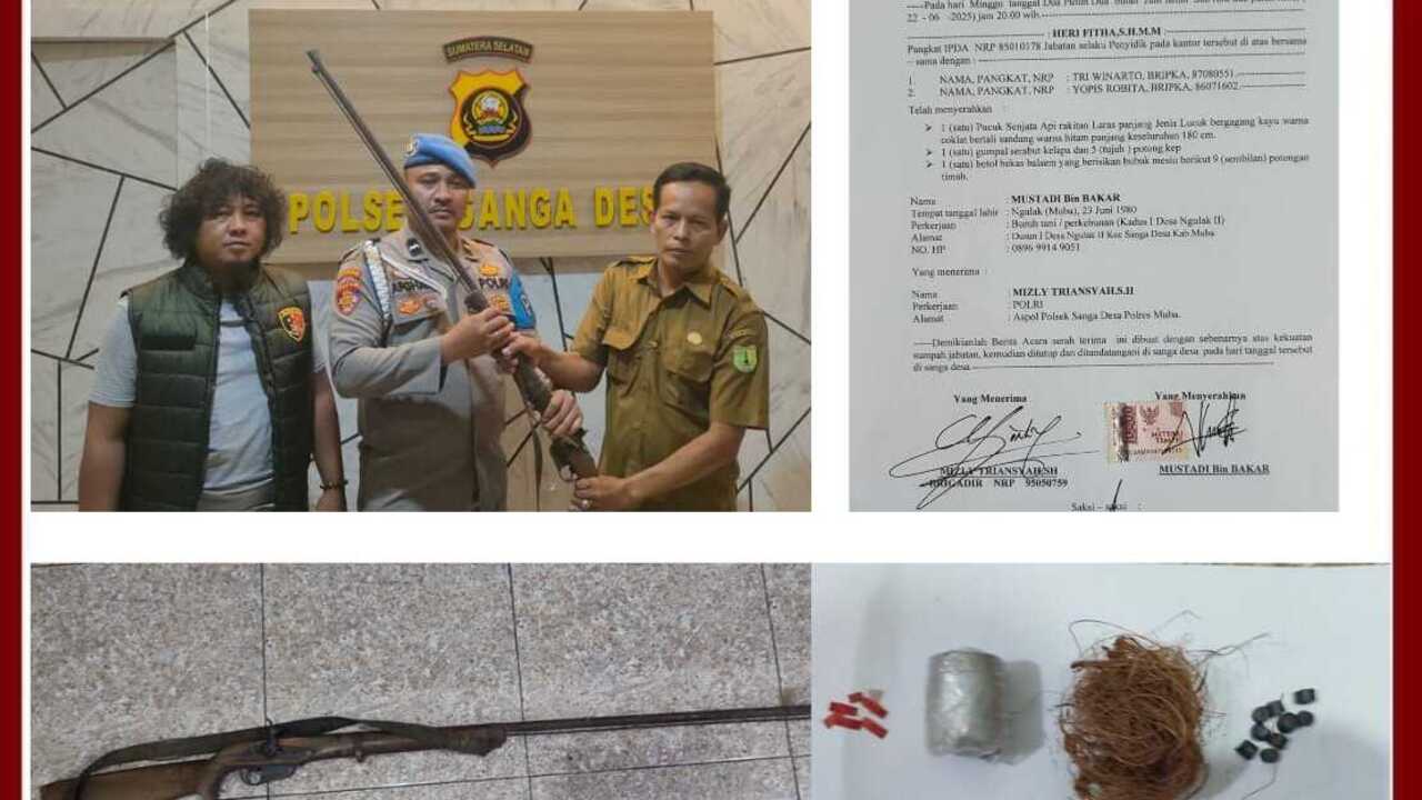 Dua Pucuk Senpi diserahkan ke Polsek Sanga Desa, Ini Kata Kapolsek