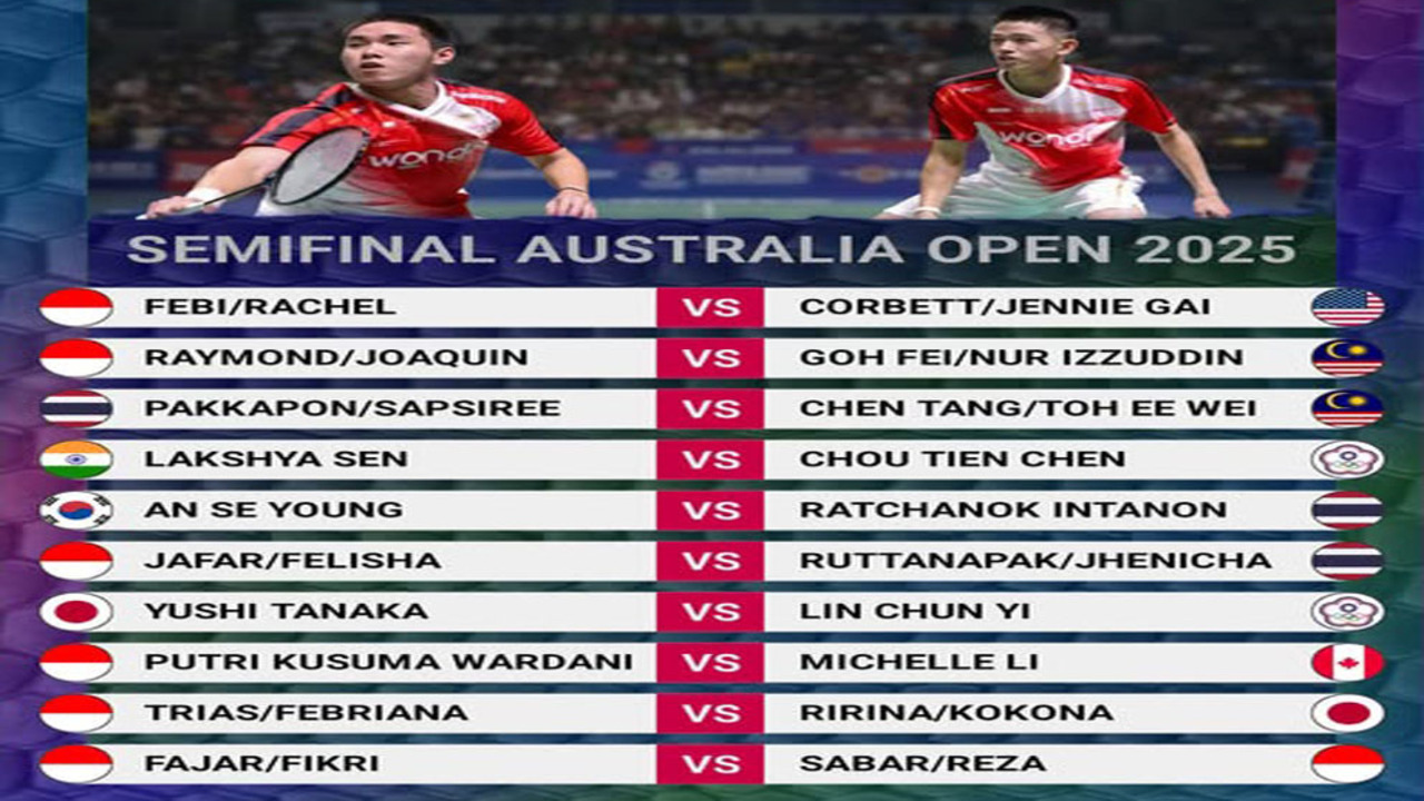 Jadwal Semifinal Australian Open 2025: Duel Panas 7 Wakil Indonesia Rebut Tiket Final.