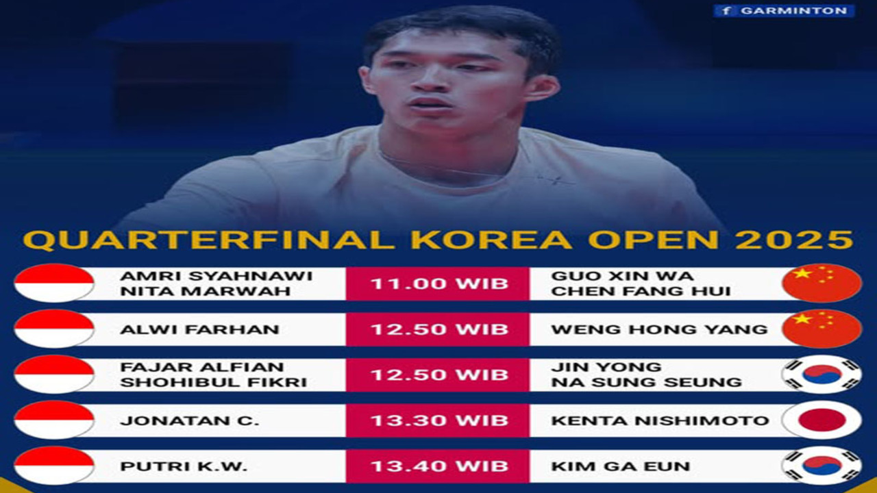 Korea Open 2025: Sembilan Wakil Indonesia Berebut Tiket Semifinal