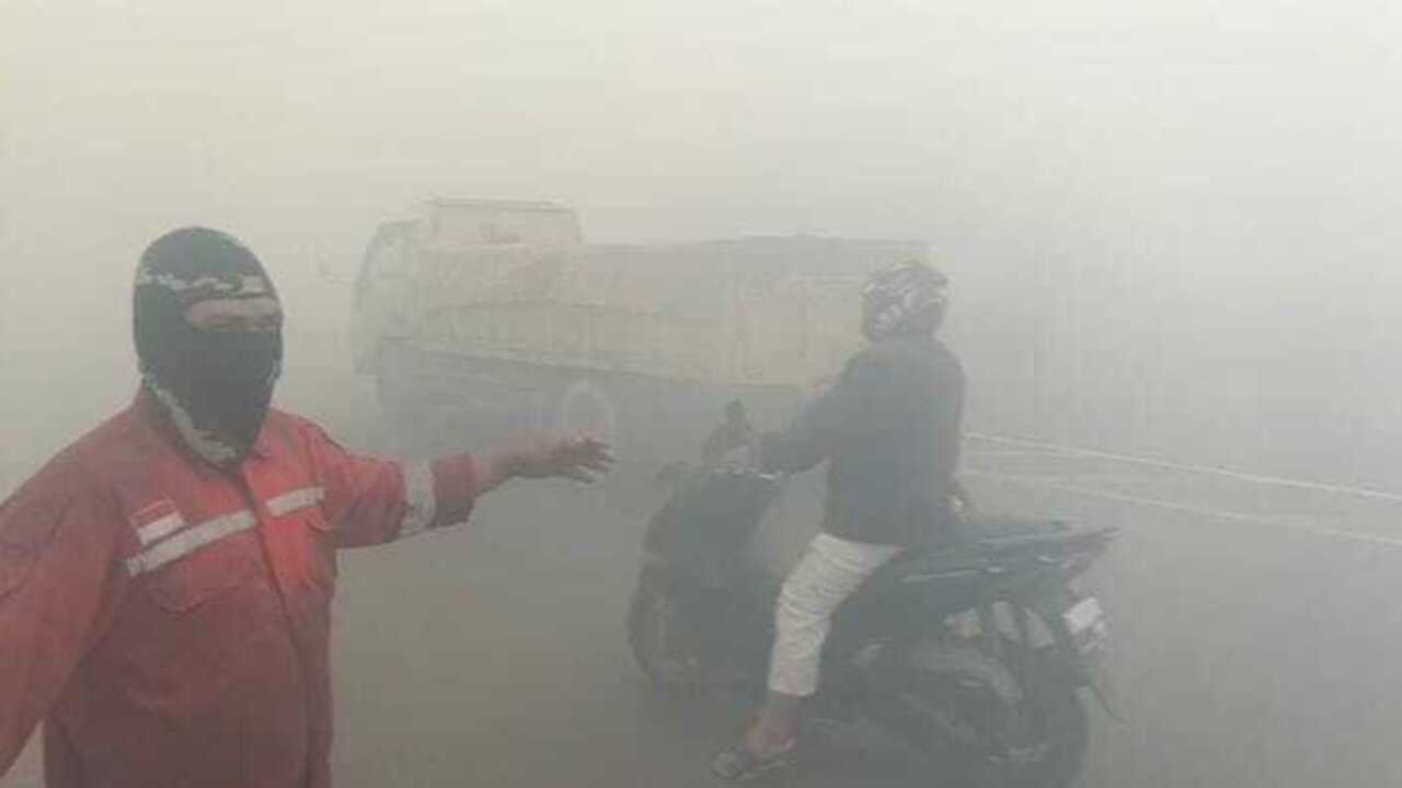Dua Hari Asap Tepal Selimuti Jalinsum Palembang-Indralaya, 200 Hektar Lahan di Ogan Ilir Kembali Terbakar