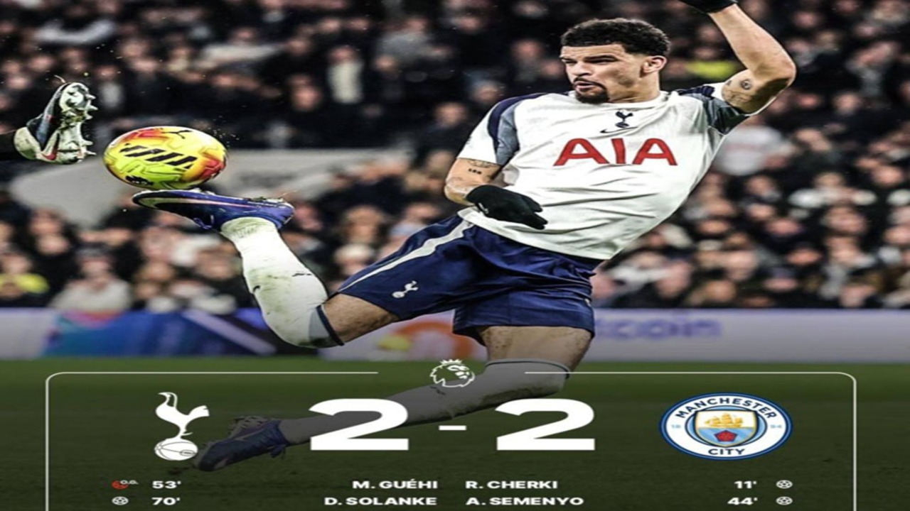 Hasil Tottenham vs Man City 2-2: City Ditahan Spurs, Jarak dengan Arsenal Melebar.