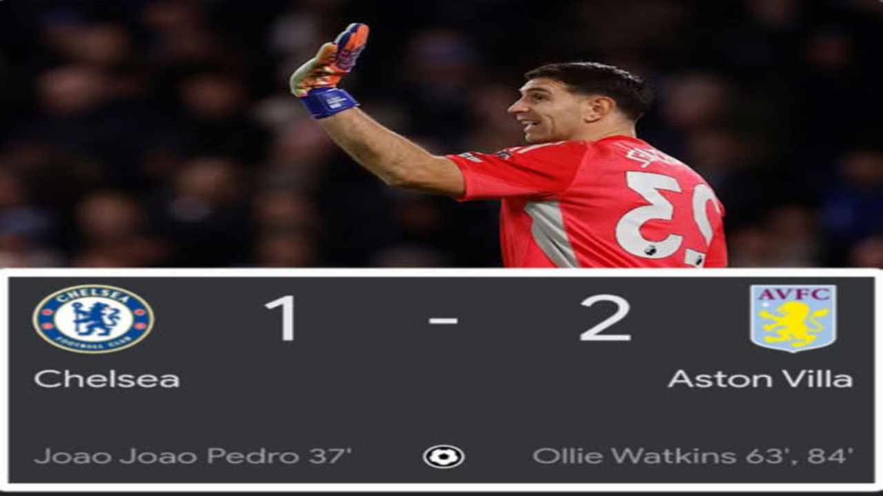 Hasil Liga Premier Inggris: Chelsea Tumbang 1-2 dari Aston Villa.