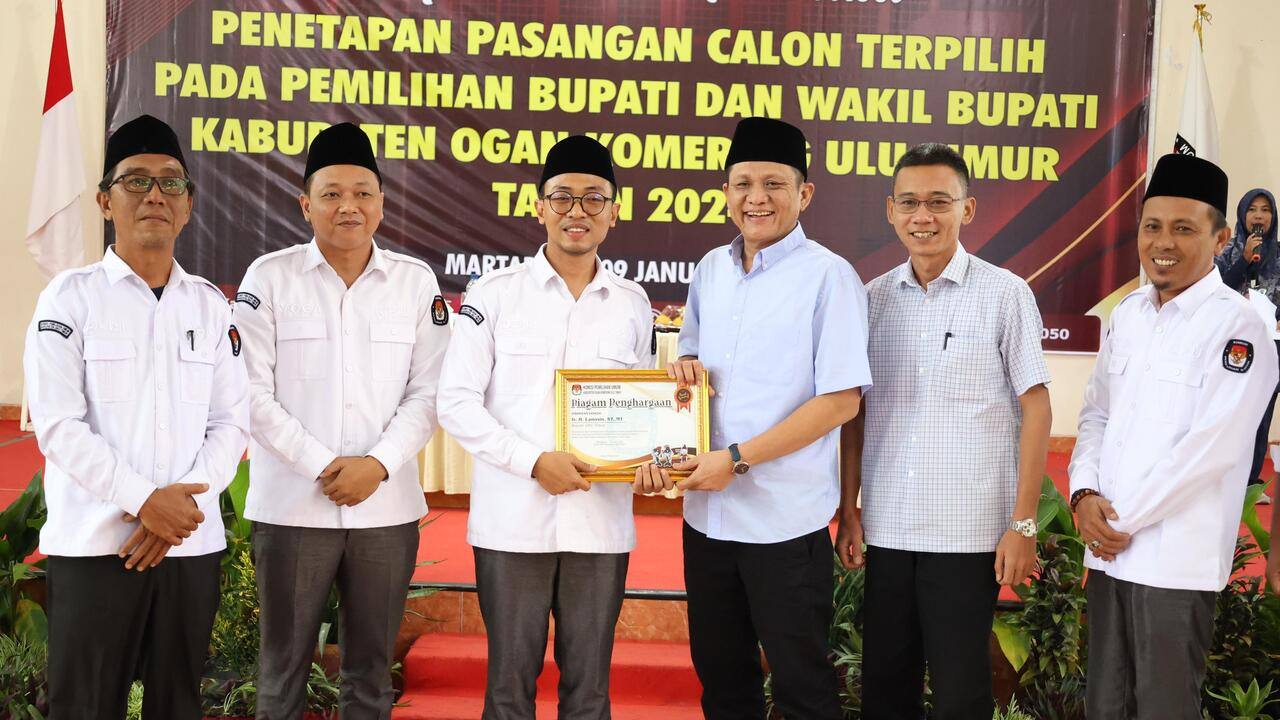 KPU Tetapkan Enos-Yudha Pimpin OKU Timur Periode 2025-2030