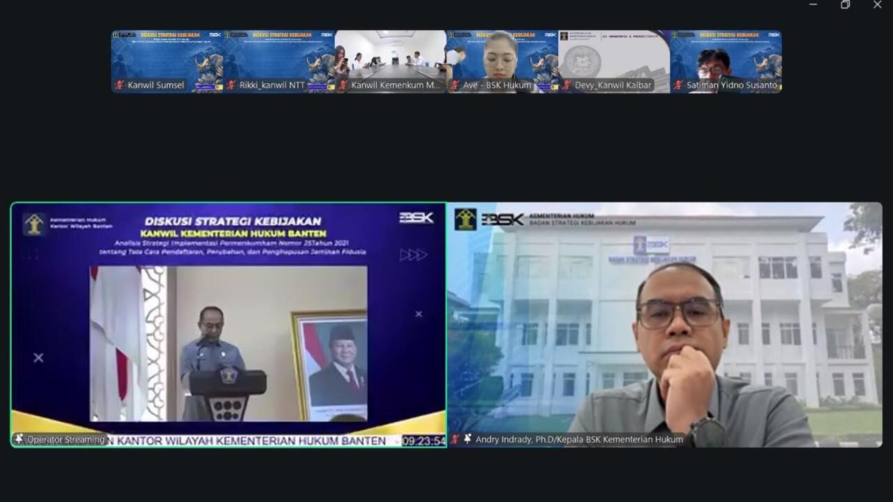 Kemenkum Sumsel Ikuti Diskusi Strategi Implementasi Kebijakan Jaminan Fidusia