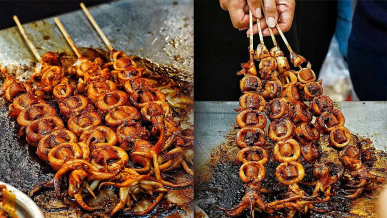 Sate Cumi Saus Merah, Sensasi Baru Kuliner Laut yang Menggugah Selera