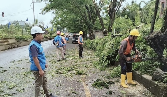 PLN UP3 Lubuklinggau Sambut Hari Kesaktian Pancasila dengan Pembersihan Jalur Listrik di Jalan Lintas Sumatera