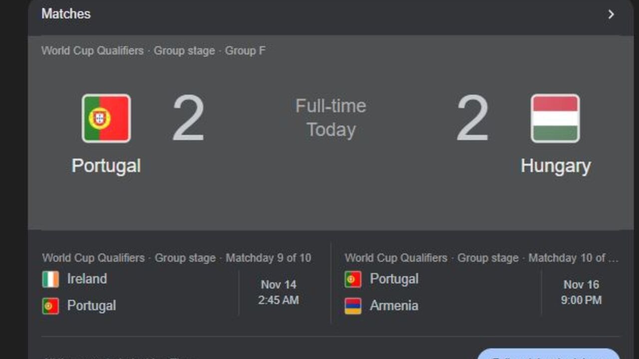 Hasil Kualifikasi Piala Dunia 2026: Portugal Ditahan Hungaria 2-2