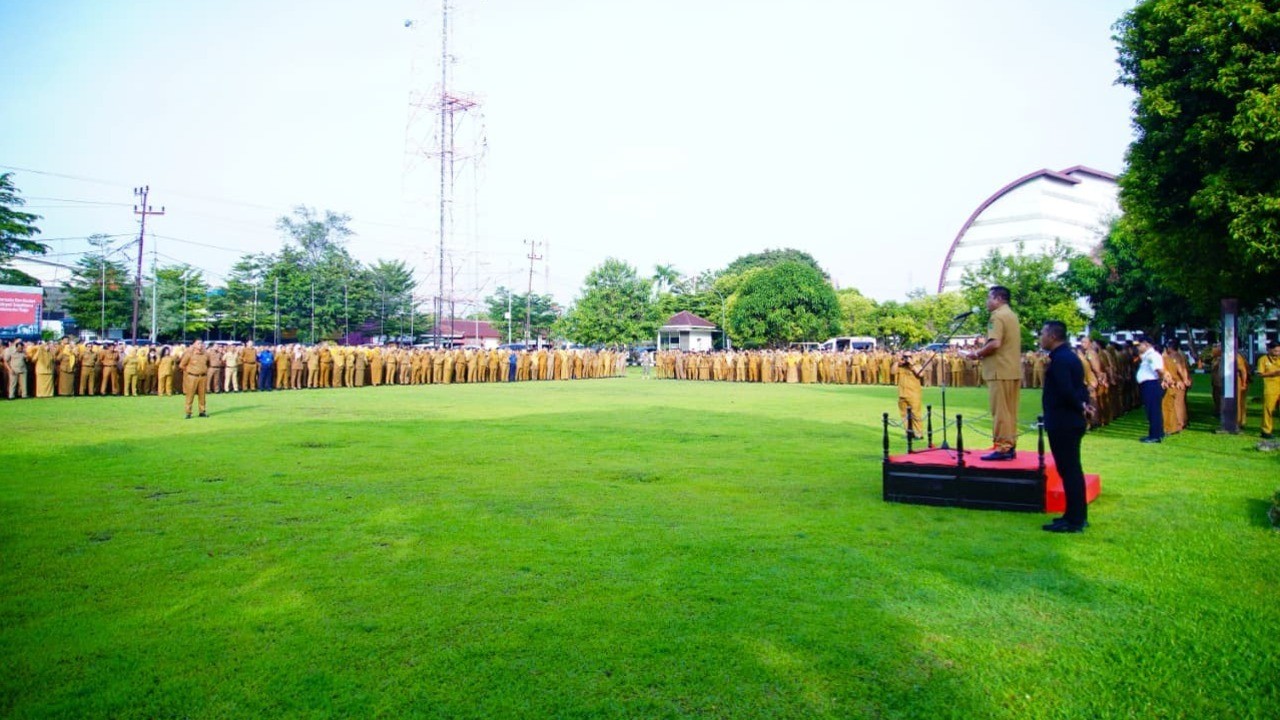 Pemkab Muba Gelar Apel Gabungan, Ini Amanat Bupati Muba H Toha